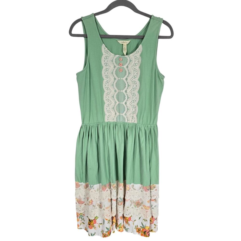 Matilda Jane Women Small Mint Green Lace Floral Dress Cottagecore Boho Flowy